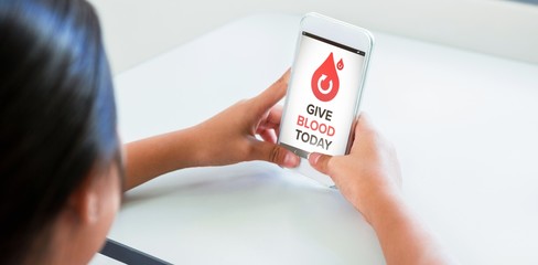 Poster - Composite image of give blood today text with icons on screen