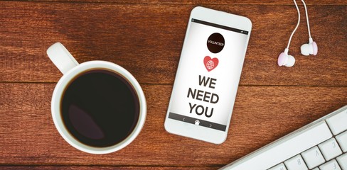 Poster - Composite image of vector image of we need you text with icons