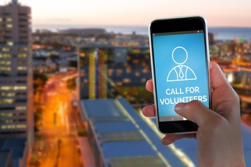 Poster - Composite image of cropped image of hand holding smart phone