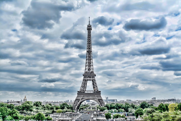 Wall Mural - Eiffel Tower in Paris. Vintage HDR view. Tour Eiffel HDR style photo. 