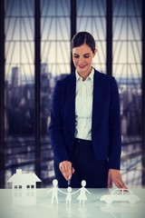 Poster - composite image of woman drawing a car, a family and a house