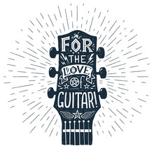 Vector Hand Drawn Guitar Fretboard Silhouette With Lettering Inside