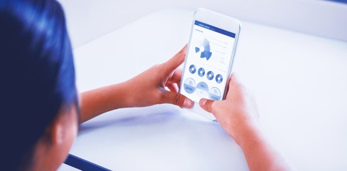 Poster - Composite image of blue graphics on white background