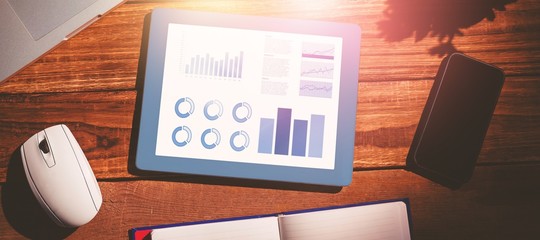 Poster - Composite image of blue graphics on white background
