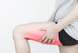 Young woman with pulled hamstring. Hamstring pain after sport playing.