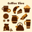 Colorful set on coffee theme, vector illustration