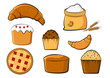 Bakery colored set, vector illustration