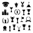 Award and cups, black and white set, vector