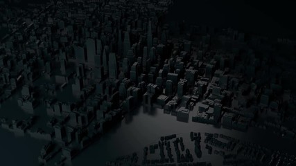 Poster - 3d render of digital city. abstract urban background. scyscrappers and small towns.