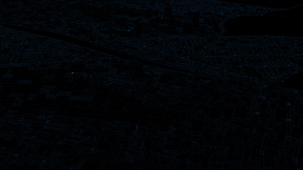 Poster -  3d render of digital city. Abstract urban background
