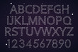 Font constellation space star, design, fashionable. Letters alphabet and numbers. vector