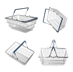 Set shopping basket isolated on white background