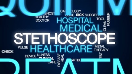 Sticker - Stethoscope animated word cloud, text design animation.