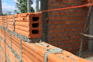 Canvas Print - brick block in construction building industry