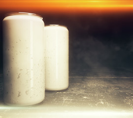 Poster - Two illuminated soda cans