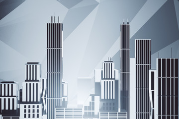 Poster - City on grey background