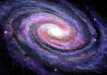 Wall Mural - spiral galaxy in deep spcae, 3d illustration