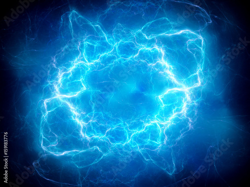 Fotografía Blue glowing plasma lightning