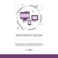 Poster - Responsive Design Phone Tablet Desktop Device Screen Banner With Copy Space Vector Illustration