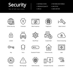 Poster - Security Line Icons.