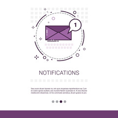 Poster - Notification Envelope Email Inbox Message Send Mail Web Banner With Copy Space Vector Illustration