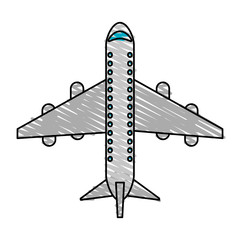 Gray airplane doodle over white background vector illustration