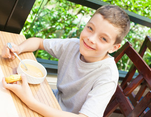 Sticker - Child eating soup