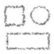 © ravennka - Collection of 3 isolated frames made of small squares, black square, circle and rectangle border, isolated on white