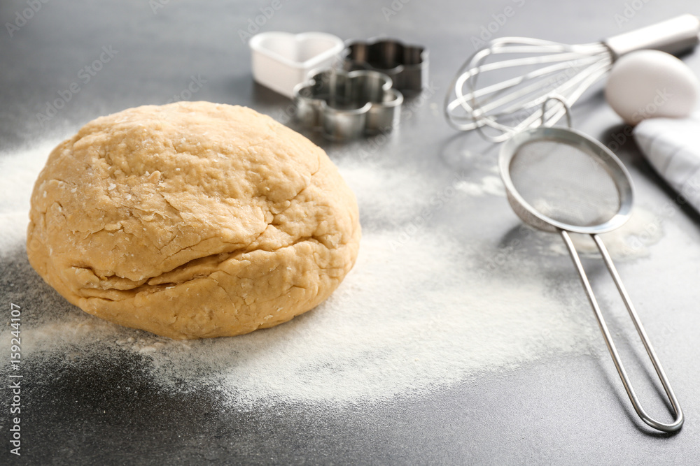 Prepared dough for butter cookies on kitchen table