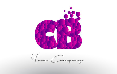 CB C B Dots Letter Logo with Purple Bubbles Texture.