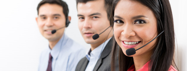 Wall Mural - Call center ( telemarketing or customer service) team