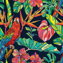 Poster - Seamless vector tropical pattern