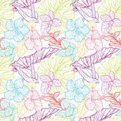 Poster - Colorful seamless vector tropical pattern