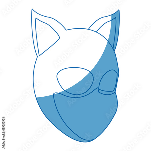 Fotomural woman in cat costume with mask ears halloween party vector illustration