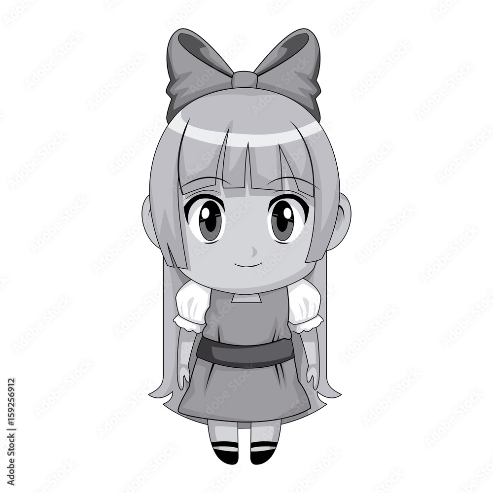 cute anime chibi little girl cartoon style vector illustration Stock ...