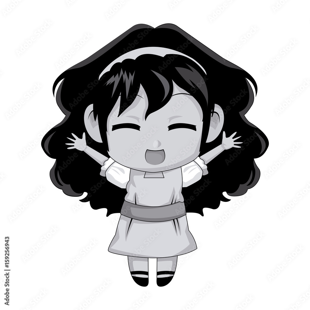cute anime chibi little girl cartoon style vector illustration Stock ...