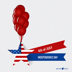 Wall Mural - Happy independence day card United States of America. American Flag paper design, vector illustration