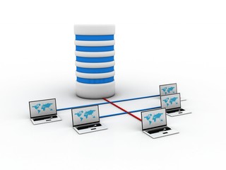 Poster - 3d rendering database storage data base in laptop