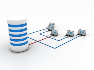 Canvas Print - 3d rendering  Database storage data base in laptop
