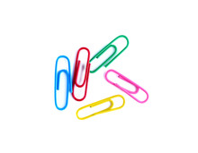 Colored Paper Clips Isolated On A White Background