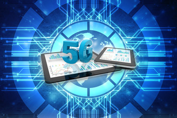 Sticker - 3d rendering 5G Network 5G Connection with data
