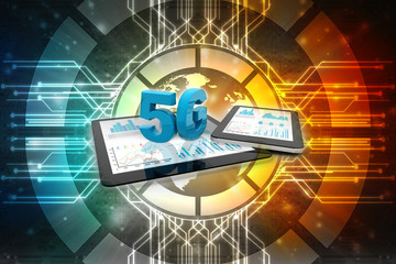 Canvas Print - 3d rendering 5G Network 5G Connection with data
