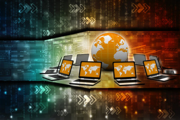 Poster - 3d rendering technology laptop network
