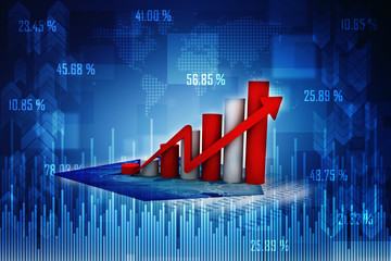 Poster - 3d rendering Stock market online business concept. business Graph
