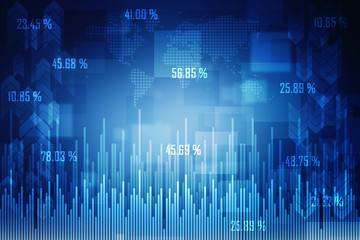 Poster - 2d rendering Stock market online business concept. business Graph
