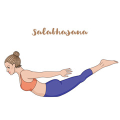 Wall Mural - Women silhouette. Locust yoga pose. Salabhasana