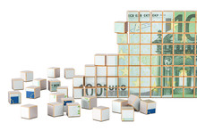Euro Banknote From Many Pieces, 3D Rendering