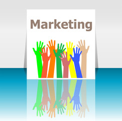 Aufkleber - Text Marketing. Business concept . Human hands silhouettes