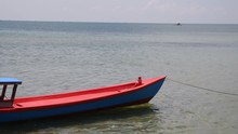 Vietnamese Red Fishing Boat In Phu Quoc Island, Vietnam