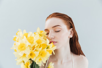 Canvas Print - Close up fashion portrait of a sensual young redheaded woman